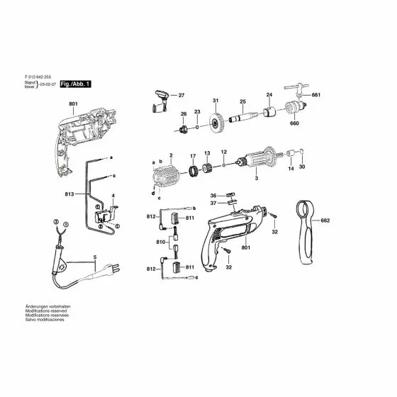 Skil HSB 10-2 Spare Parts List Type: F 012 642 255 220V BR