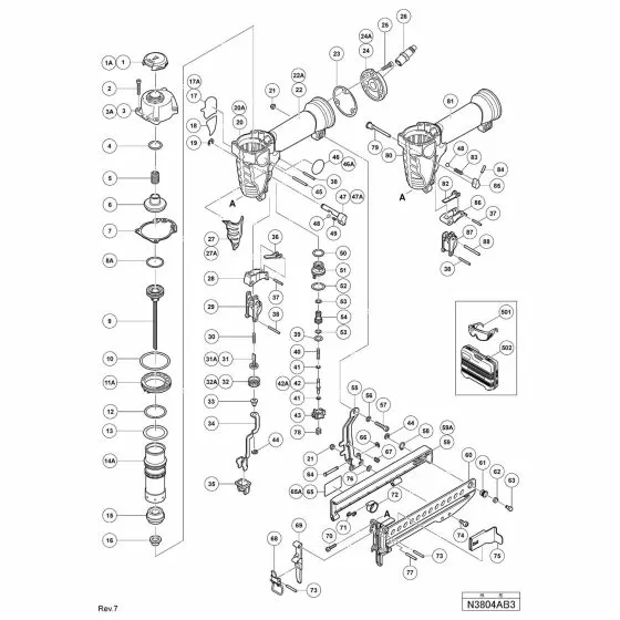 Hitachi N3804AB3 Spare Parts List