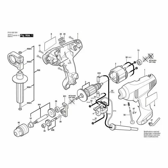 Skil 6325 Spare Parts List Type: F 012 632 500 120V USA