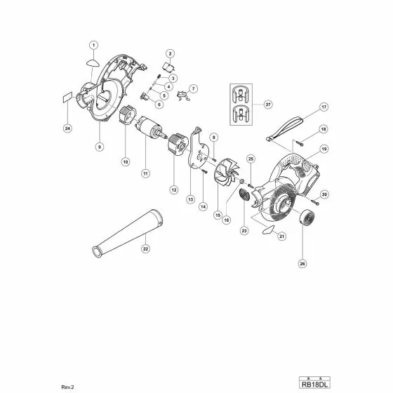Hitachi RB18DL Spare Parts List
