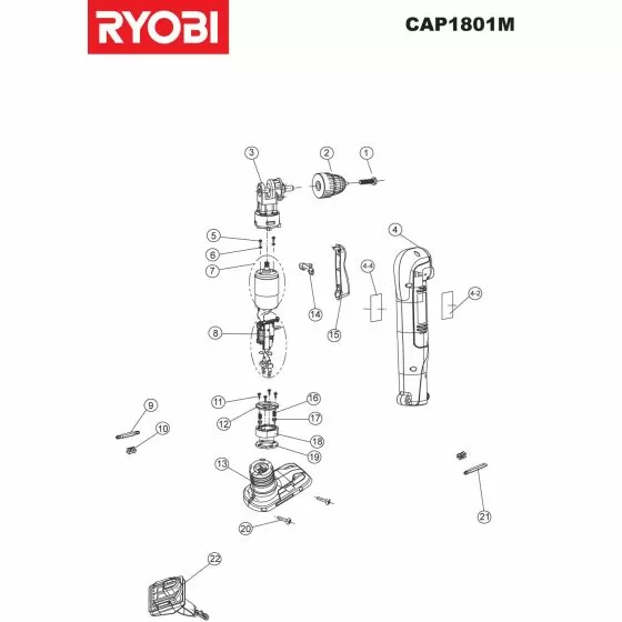 Ryobi CAP1801M Spare Parts List