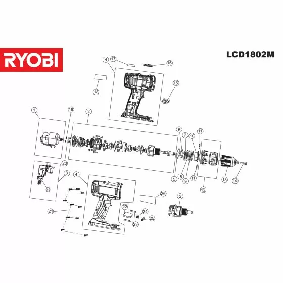 Ryobi LCD1802MND GEAR BOX ASSY LCD1402 - 1802 220057001 - 5131006587 Spare Part
