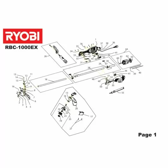 Ryobi RBC1000EX PROTECTION WASHER Item discontinued Spare Part