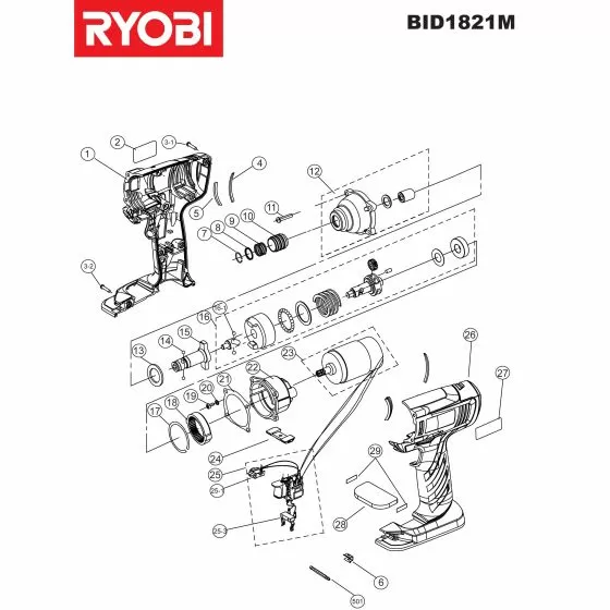 Ryobi BID1821M WASHER OD29XID19X2 BID1801M/1821M Item discontinued Spare Part