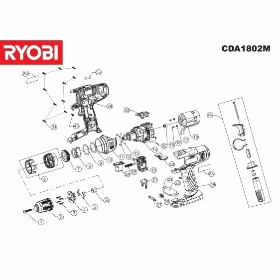 Ryobi CDA1802 LOGO LABEL 940114178 - 1000044985 Spare Part