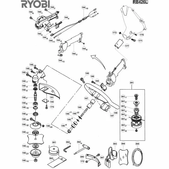Ryobi RB426L Type No: 1000022578 HEX. SOCKET HEAD BOLT M5X10 9220510 5131013300 Spare Part