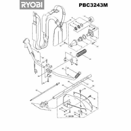 Ryobi PBC3243M Type No: 1000083908 TOP COVER ASSY 269932 5131017188 Spare Part