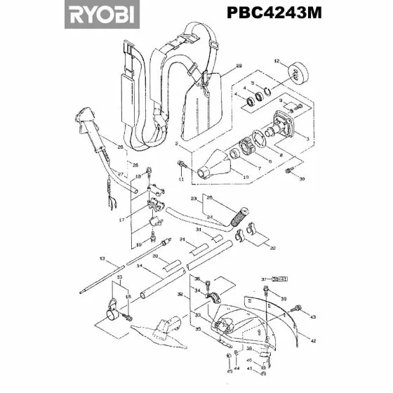 Ryobi PBC4243M Type No: 5133000908 TOP COVER 269916 5131007996 Spare Part