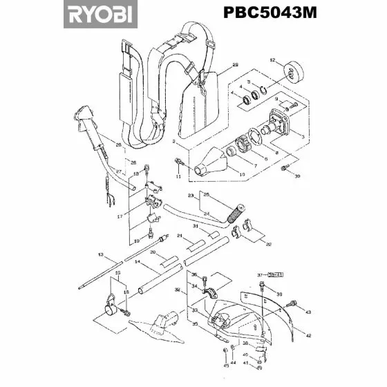 Ryobi PBC5043M Type No: 1000083916 RATCHET 262636 5131007865 Spare Part