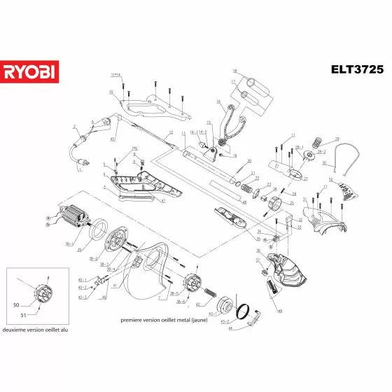 Ryobi ELT738 REEL SPINDLE RET700/1000 EBC1040 EL Item discontinued Spare Part