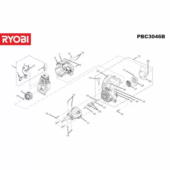 Ryobi PBC3046B Type No: 1000083907 PISTON RING 678001001 Spare Part