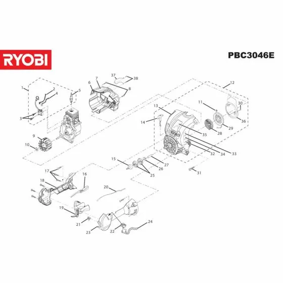 Ryobi PBC3046E Type No: 1000057718 SCREW UP03895 5131018264 Spare Part