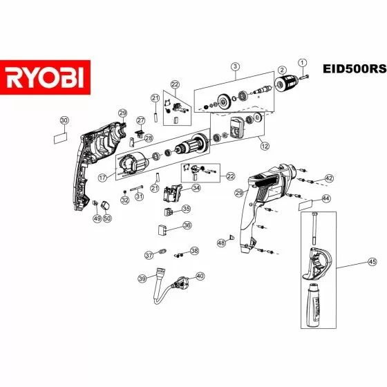 Ryobi EID500RS Spare Parts List Type: 5133000103