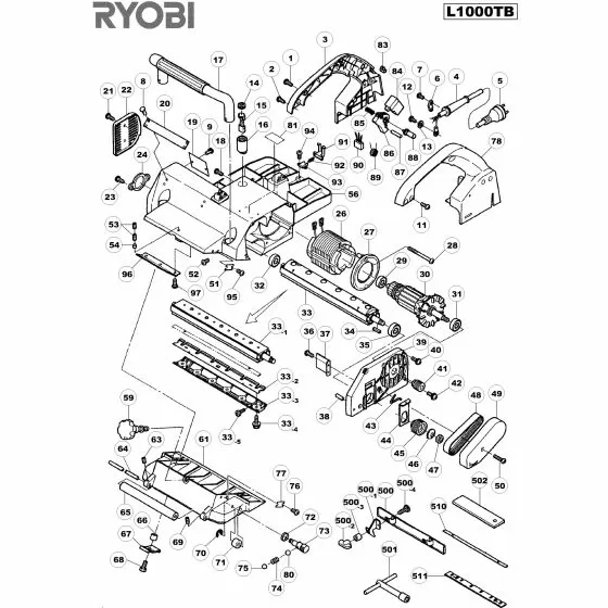 Ryobi L1000TB Spare Parts List Type: 5133000583 