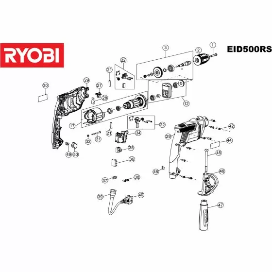 Ryobi EID500DS LIVE INDICATOR Item discontinued (5131016646) Spare Part Serial No: 4000444079