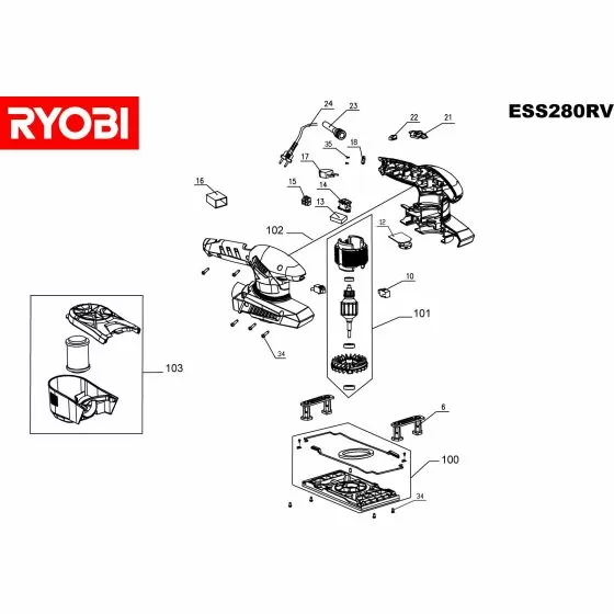 Ryobi ESS280RV CARBON BRUSH 5131027519 Spare Part Serial No: 4000444128