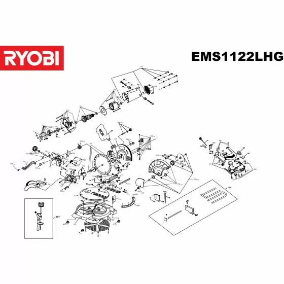 Ryobi EMS1122LHG210MM KNOB Item discontinued (5131004071) Spare Part Serial No: 5133000693
