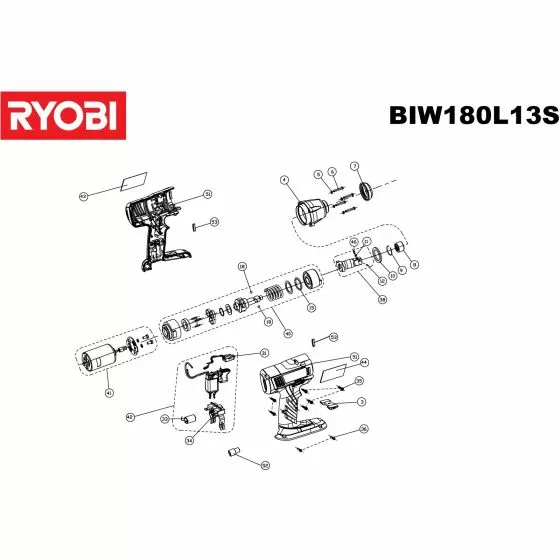Ryobi BIW180L13S Spare Parts List Serial No: 4000444040