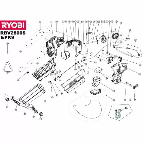 Ryobi RBV2800SPK9 Spare Parts List Type: 5133000582
