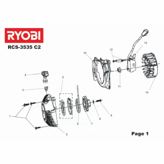 Ryobi RCS3535C2 Spare Parts List 