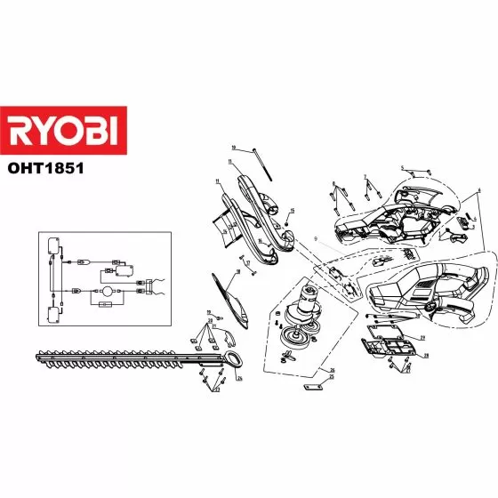 Ryobi OHT1851 GUARD Item discontinued Spare Part Type: 5133000729
