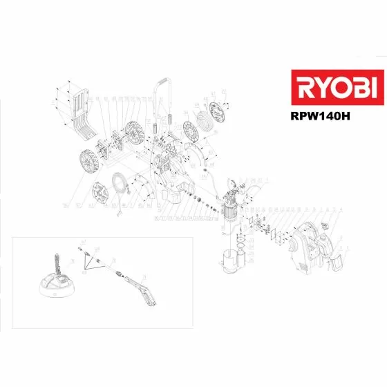 Ryobi RPW140H WHEEL Item discontinued Spare Part Type: 5133001690