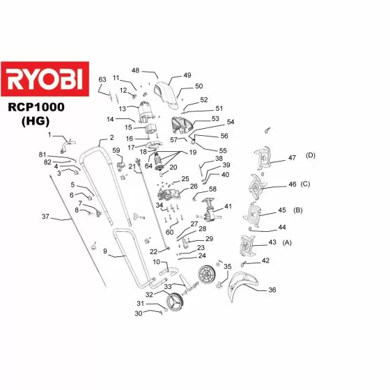 Ryobi RCP1000 ELECTRIC FIELD two-wire 5131035890 Spare Part Serial No: 5133001238
