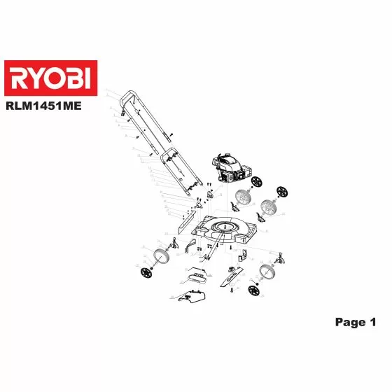 Ryobi RLM1451ME Type No: 5133001702 Spare Part List