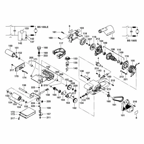 Milwaukee BS 100 LE Spare Parts List Type: 4000385151