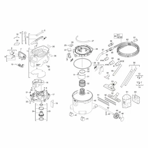 Milwaukee AS 300 ELAC DAMPING ELEMENT 4931416139 Spare Part Serial No: 4000428456 Exploded Diagram