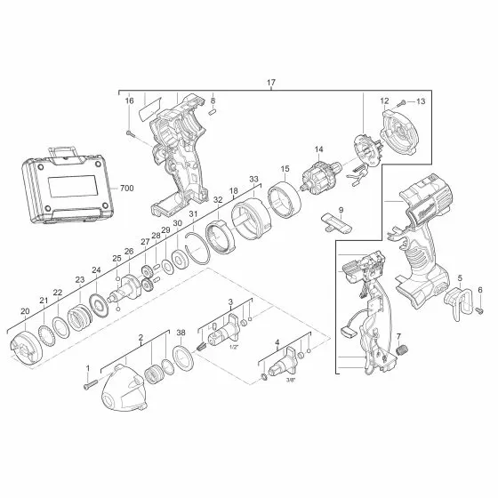 Milwaukee C18 IW DAMPING ELEMENT 201065001 Spare Part Serial No: 4000428774 Exploded Diagram