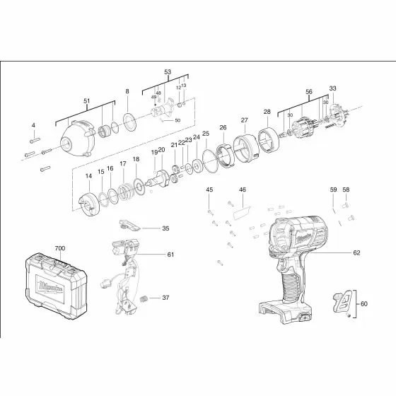Milwaukee M18 BIW12 Spare Parts List Type: 4000443591