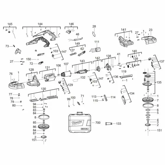 Milwaukee BS125 220 Spare Parts List Serial No 4000477024