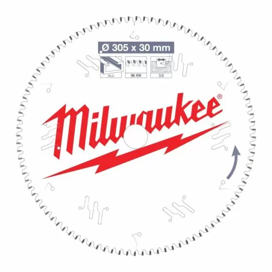 Milwaukee 305mm x 30mm 96T Aluminium Cutting Mitre Saw Blade 4932471323 