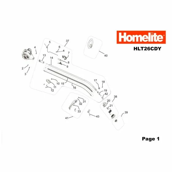 Homelite HLT26CDY Spare Parts List Type: 5134000068