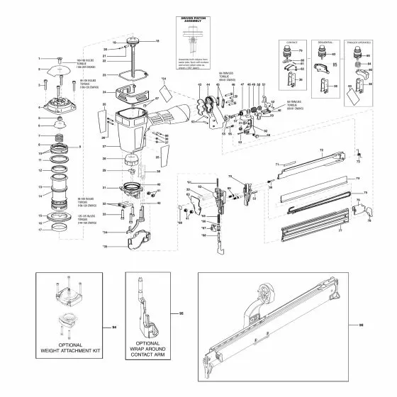 Bostitch 750S4-1 Spare Parts List