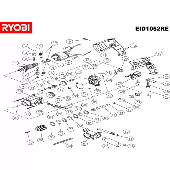 Ryobi EID1052RE Spare Parts List Type: 5133000190