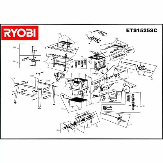 Ryobi ETS1525SC Spare Parts List Type: 5133000120