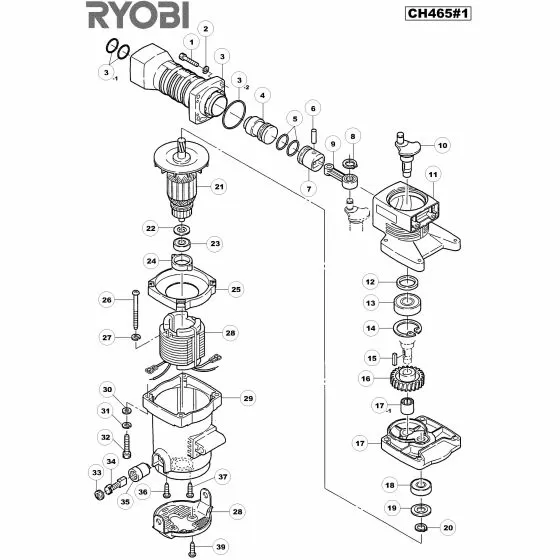 Ryobi CH465 Spare Parts List Type: 5133000293 