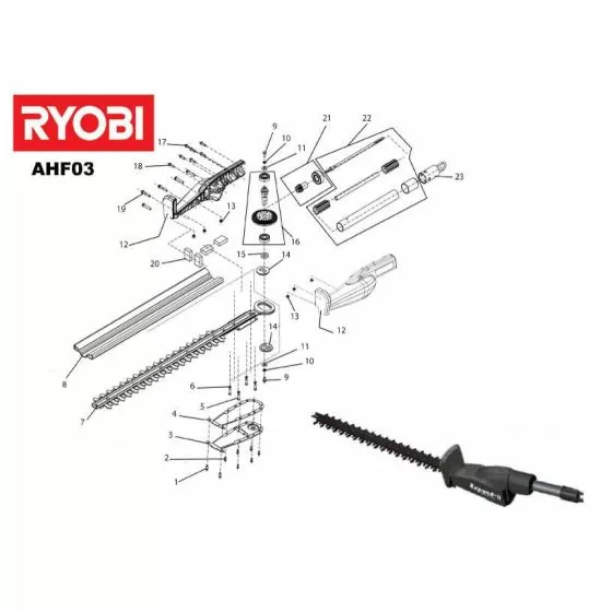 Buy A Ryobi AHF03 Spare part or Replacement part for Your Hedge Trimmer and Fix Your Machine Today