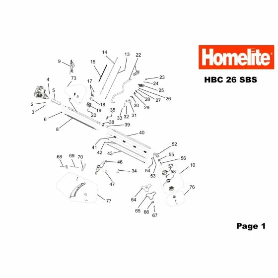 Homelite HBC26SBS Spare Parts List Type: 5134000004