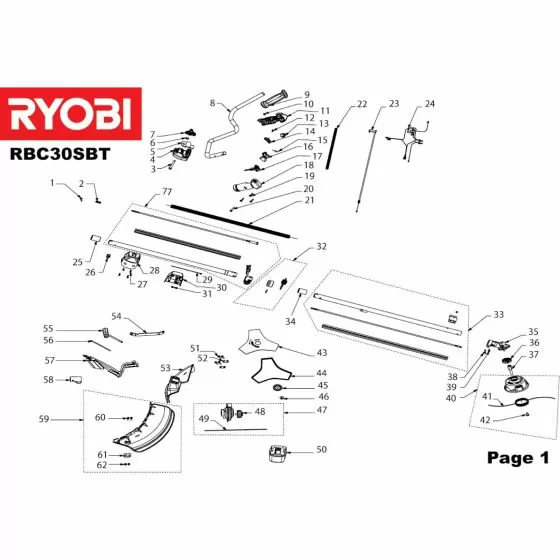 Ryobi RBC30SBT wrench 5131001815 Spare Part Type: 5133000428