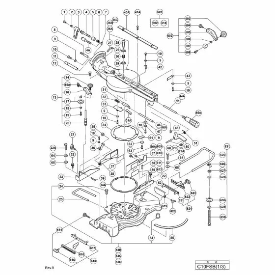 Hitachi C10FSB Spare Parts List 