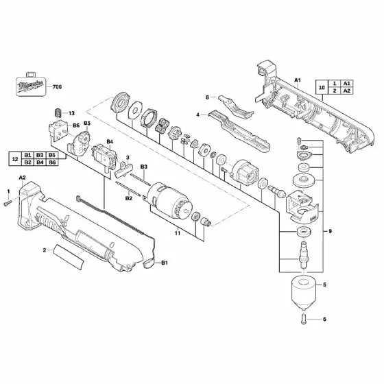 Milwaukee HD18 AG-115 SPANNER M14 632145002 Spare Part Serial No: 4000448721 Exploded Diagram