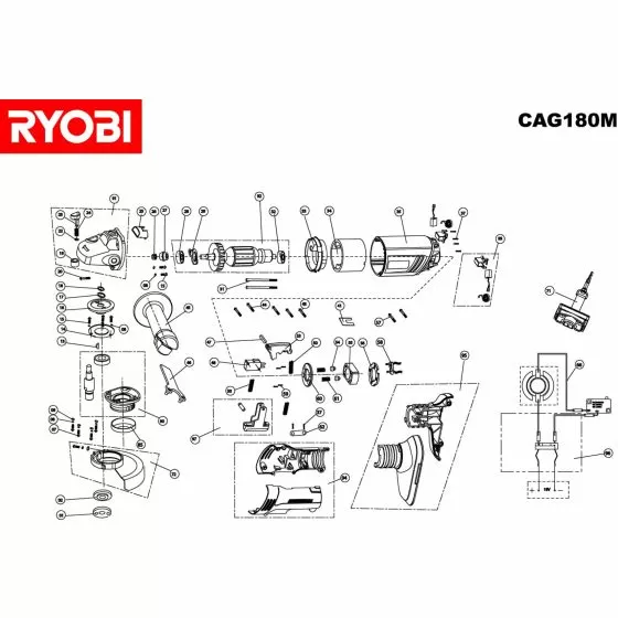 Ryobi CAG180M Spare Parts List Type: 5133000057 