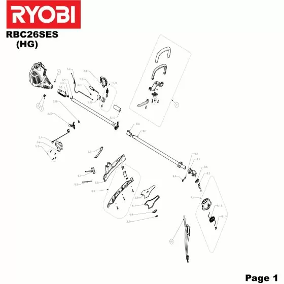 Ryobi RBC26SES CAP WRENCH 5131000880 Spare Part Type: 5133001654