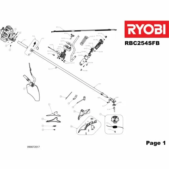 Ryobi RBC254FSB Spare Parts List Type: 5133001878