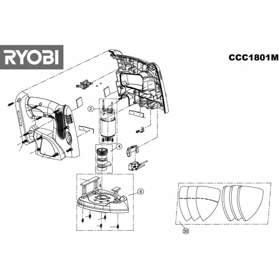 Ryobi CCC1801M Spare Parts List Type: 5133001045