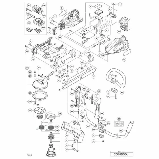 Hitachi CG18DSDL Spare Parts List