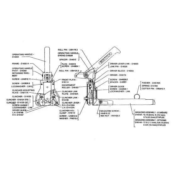 Bostitch D16-2 Spare Parts List